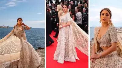 Sara Ali Khan comments on wearing traditional clothing for her debut at Cannes 2023, saying "it's important to... 1